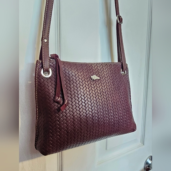 Roots Handbags - Roots Eggplant Woven Leather Crossbody Bag Genuine Leather Canada